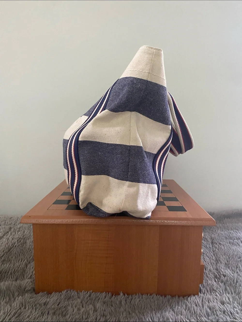 Tommy Hilfiger canvas tote bag weekender shopper stripe travel beach rugby large